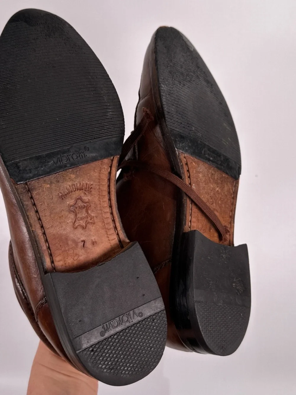 Mezlan Brown Leather Moc Toe Oxford Lace Up Vibram Sole Mens 7 M